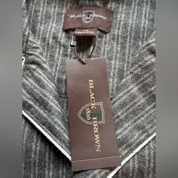 Black Brown 1826 Men's Gray Pinstripe cotton Lounge Set - Picture 2 of 8